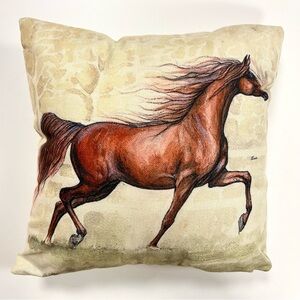 Mustang Running Horse Throw Pillow Zipper Closure